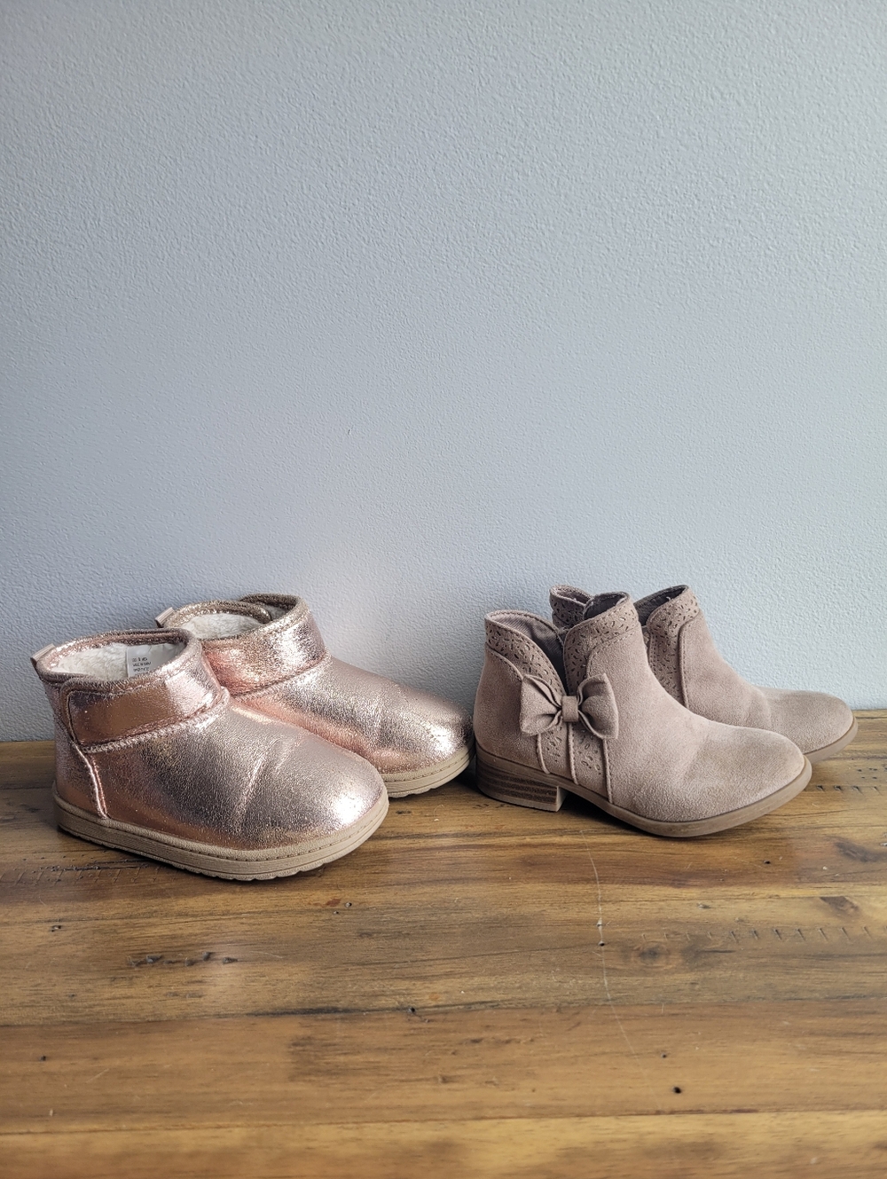 Jumping Beans Toddler Girls Size 9 Boots Gold and Taupe Set of 2